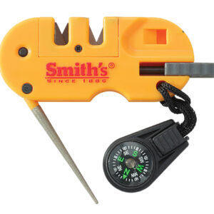 Smiths Products 50364 Pocket Pal X2 Sharpener and Outdoor Tool Hand Held Fine/Medium/Coarse Carbide, Ceramic, Diamond Sharpener Plastic Handle Yellow