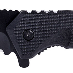 Humvee Adventure Gear HMVKTR15 Tactical Recon 3" Folding Drop Point Part Serrated Black Stainless Steel Blade/Black Textured Features Glass Breaker/Seat Belt Cutter Includes Pocket Clip